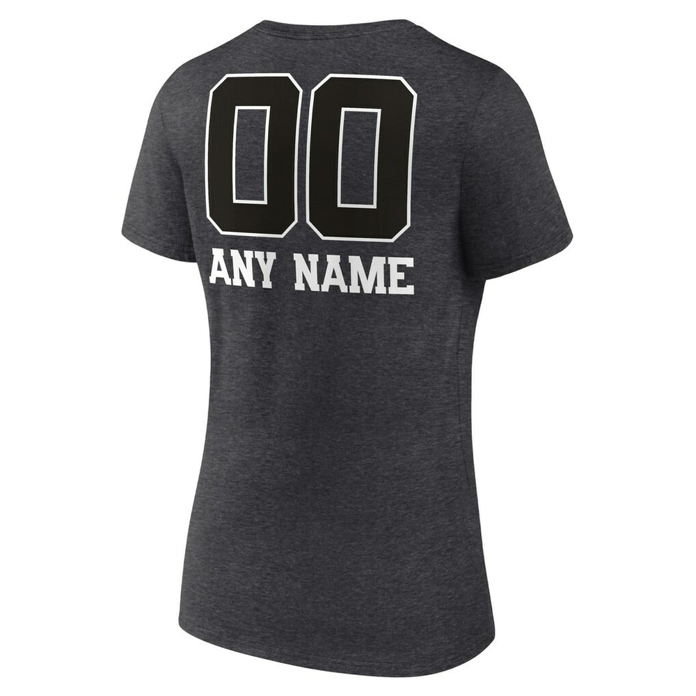 Indianapolis Colts Women's Personalized Name & Number Monochrome V-Neck Long Sleeve T-Shirt Charcoal