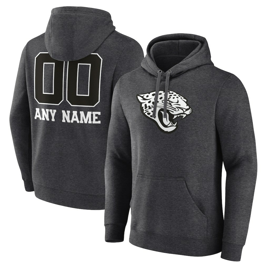 Jacksonville Jaguars Personalized Name & Number Monochrome Pullover Hoodie Charcoal