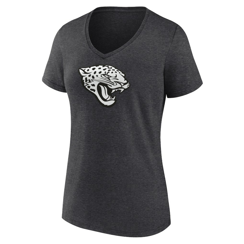 Jacksonville Jaguars Women's Personalized Name & Number Monochrome V-Neck Long Sleeve T-Shirt Charcoal