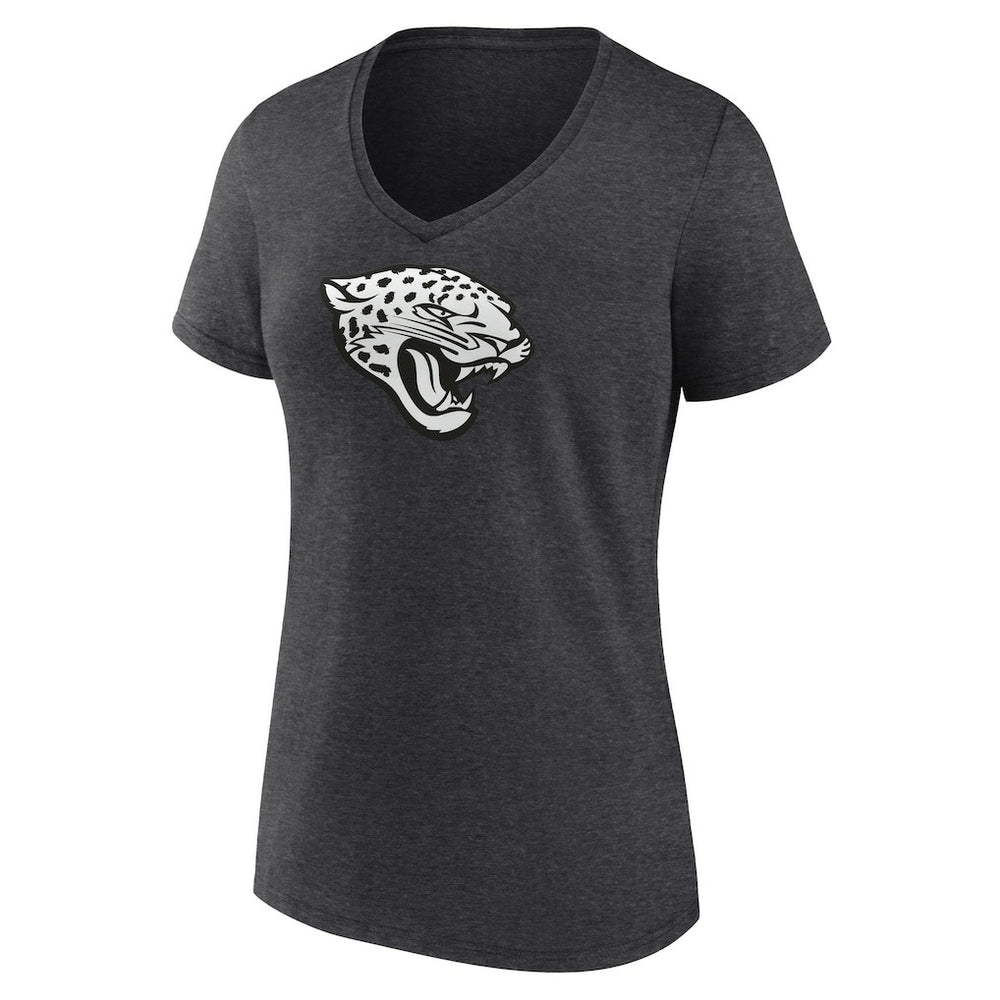 Jacksonville Jaguars Women's Personalized Name & Number Monochrome V-Neck Long Sleeve T-Shirt Charcoal
