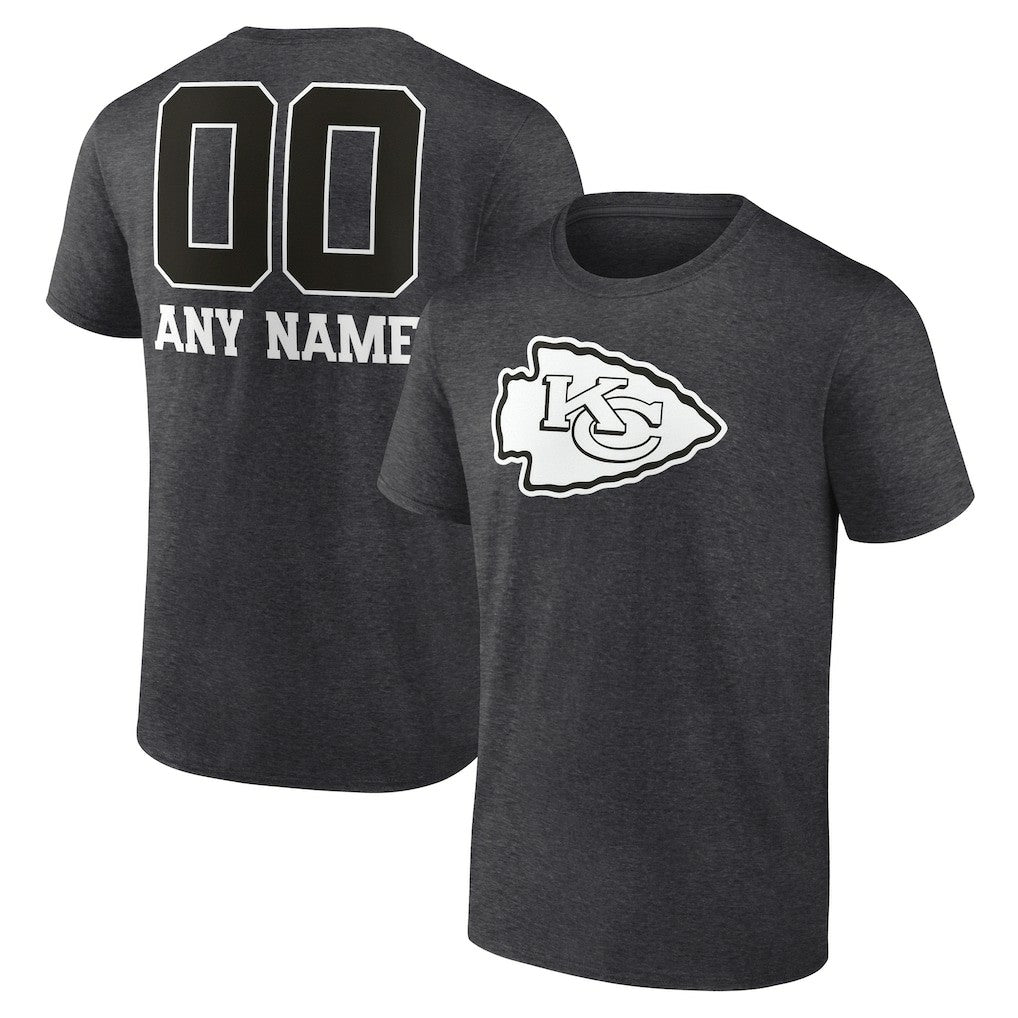 Kansas City Chiefs Personalized Name & Number Monochrome T-Shirt Charcoal