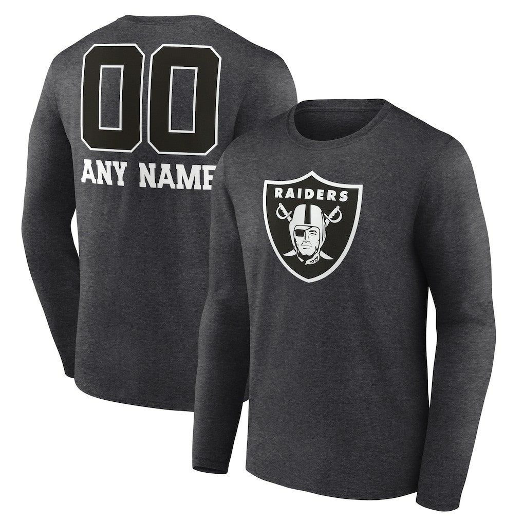 Las Vegas Raiders Personalized Name & Number Monochrome Long Sleeve T-Shirt Charcoal