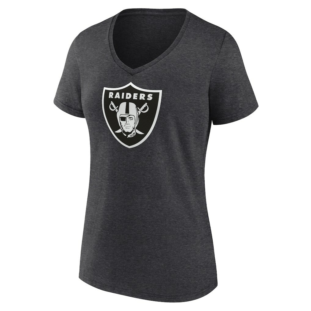 Las Vegas Raiders Women's Personalized Name & Number Monochrome V-Neck Long Sleeve T-Shirt Charcoal
