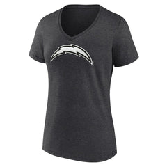 Los Angeles Chargers Women's Personalized Name & Number Monochrome V-Neck Long Sleeve T-Shirt Charcoal