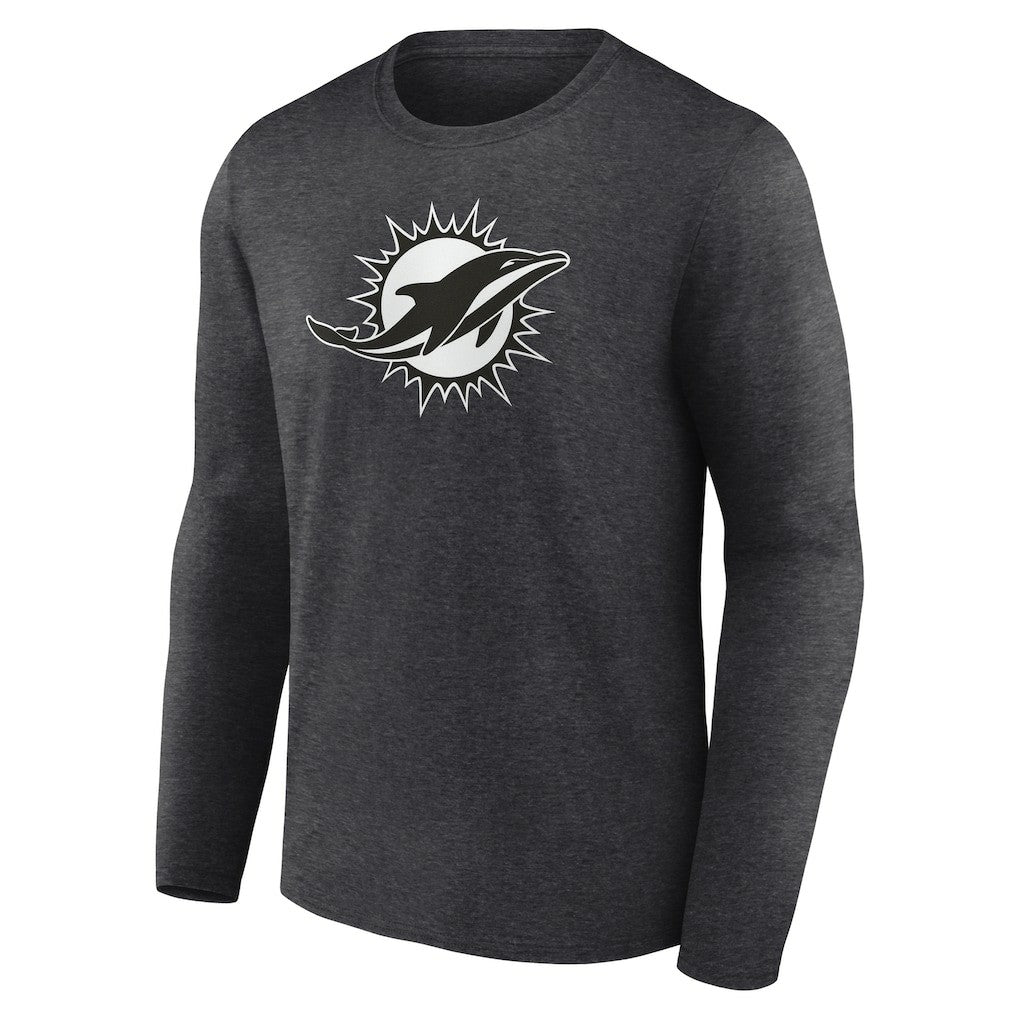 Miami Dolphins Personalized Name & Number Monochrome Long Sleeve T-Shirt Charcoal