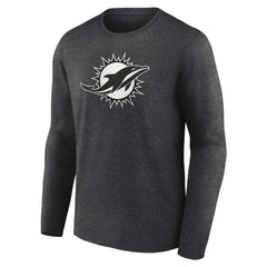 Miami Dolphins Personalized Name & Number Monochrome Long Sleeve T-Shirt Charcoal