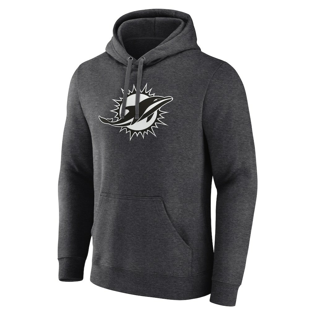 Miami Dolphins Personalized Name & Number Monochrome Pullover Hoodie Charcoal