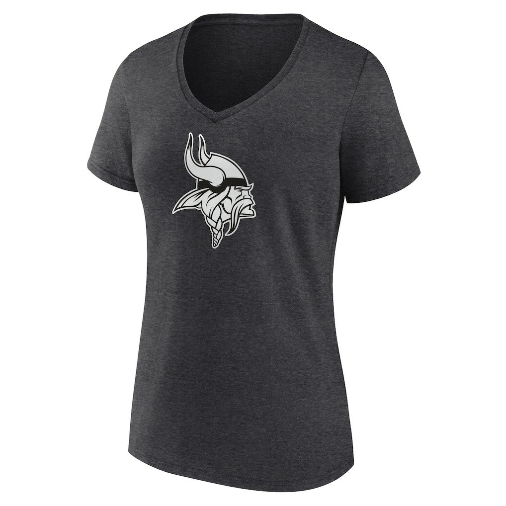 Minnesota Vikings Women's Personalized Name & Number Monochrome V-Neck Long Sleeve T-Shirt Charcoal