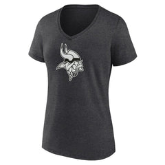 Minnesota Vikings Women's Personalized Name & Number Monochrome V-Neck Long Sleeve T-Shirt Charcoal