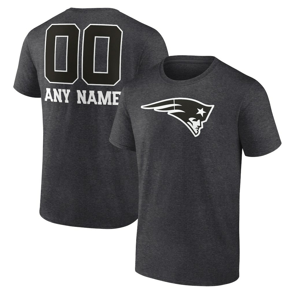 New England Patriots Personalized Name & Number Monochrome T-Shirt Charcoal