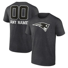 New England Patriots Personalized Name & Number Monochrome T-Shirt Charcoal