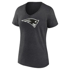 New England Patriots Women's Personalized Name & Number Monochrome V-Neck Long Sleeve T-Shirt Charcoal