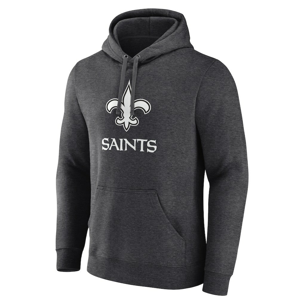 New Orleans Saints Personalized Name & Number Monochrome Pullover Hoodie Charcoal