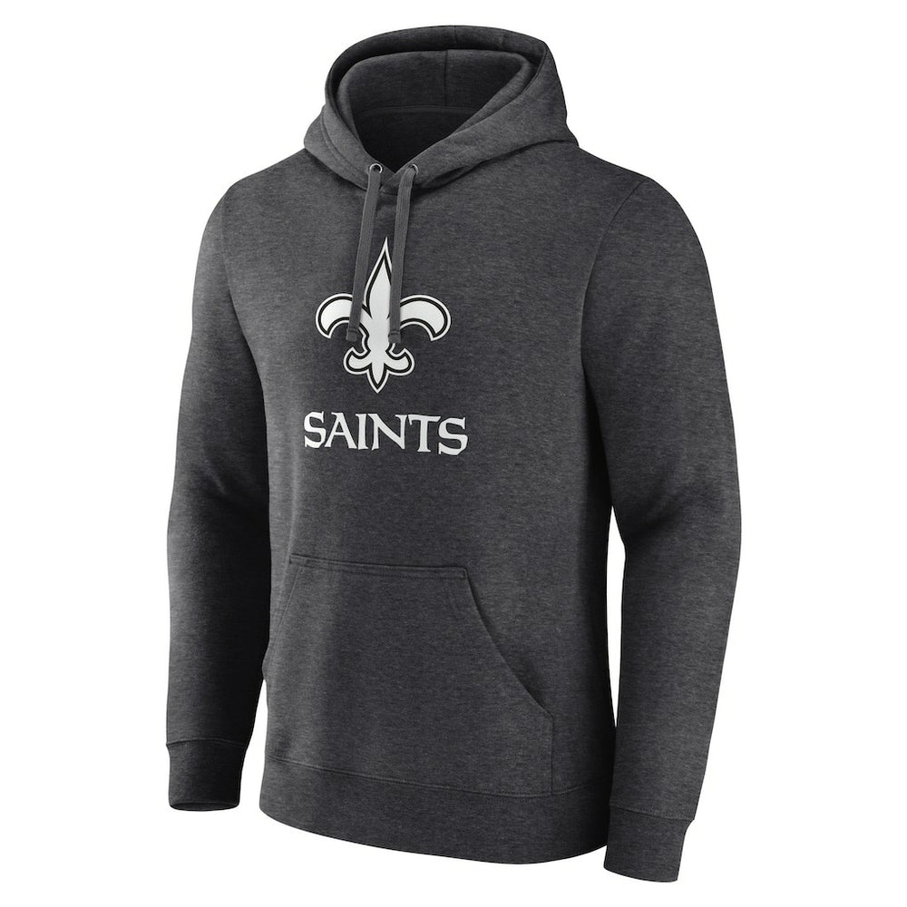 New Orleans Saints Personalized Name & Number Monochrome Pullover Hoodie Charcoal