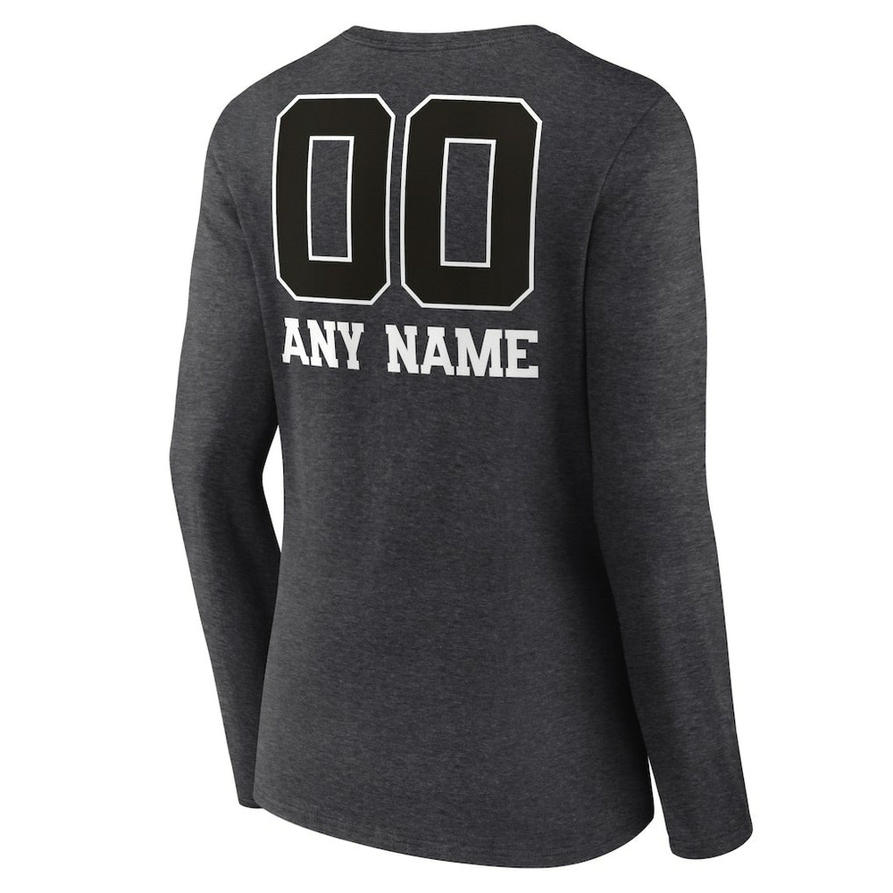New Orleans Saints Women's Personalized Name & Number Monochrome V-neck T-Shirt Charcoal