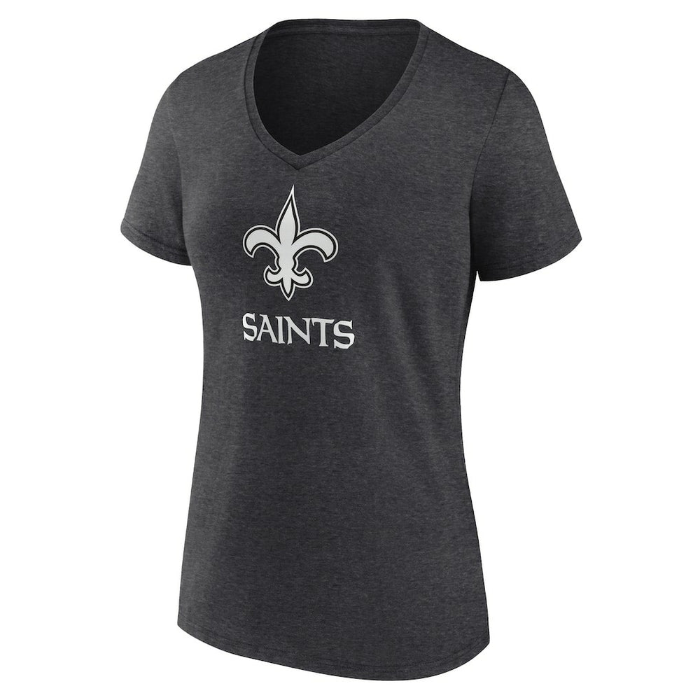 New Orleans Saints Women's Personalized Name & Number Monochrome V-Neck Long Sleeve T-Shirt Charcoal