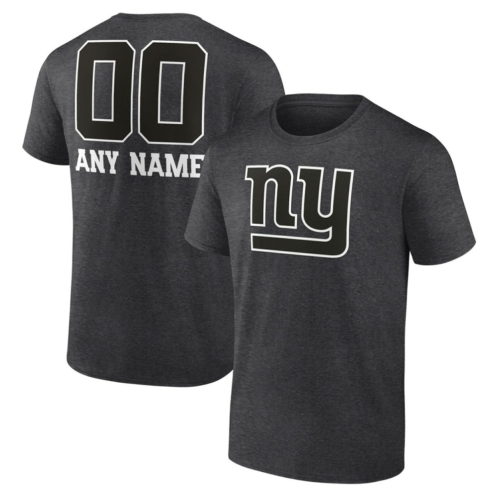 New York Giants Personalized Name & Number Monochrome T-Shirt Charcoal