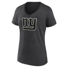 New York Giants Women's Personalized Name & Number Monochrome V-Neck Long Sleeve T-Shirt Charcoal