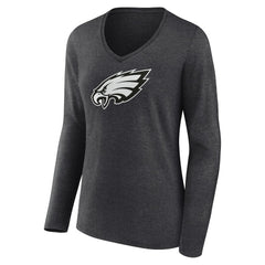Philadelphia Eagles Women's Personalized Name & Number Monochrome V-neck T-Shirt Charcoal