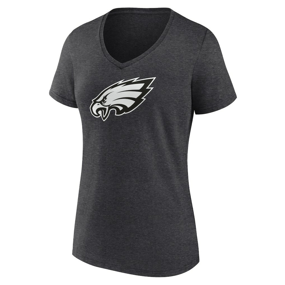 Philadelphia Eagles Women's Personalized Name & Number Monochrome V-Neck Long Sleeve T-Shirt Charcoal