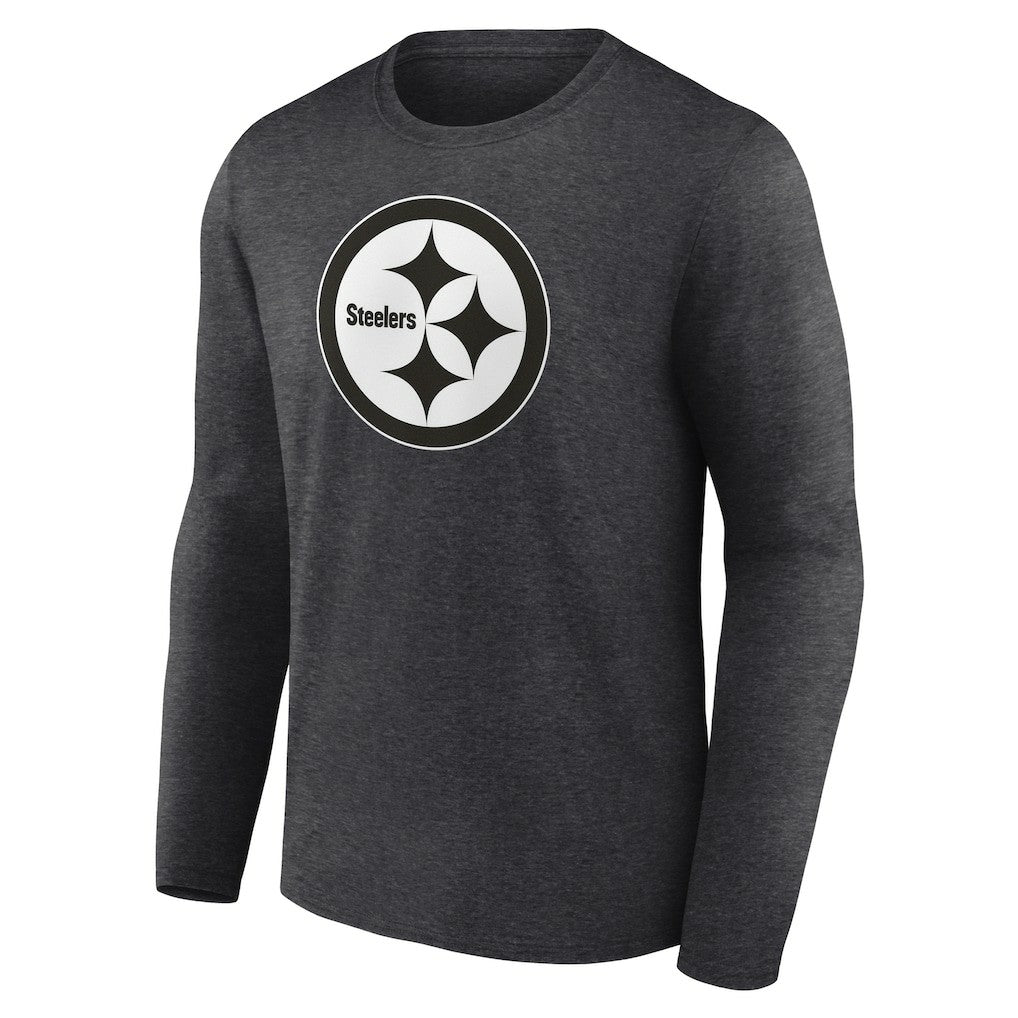 Pittsburgh Steelers Personalized Name & Number Monochrome Long Sleeve T-Shirt Charcoal