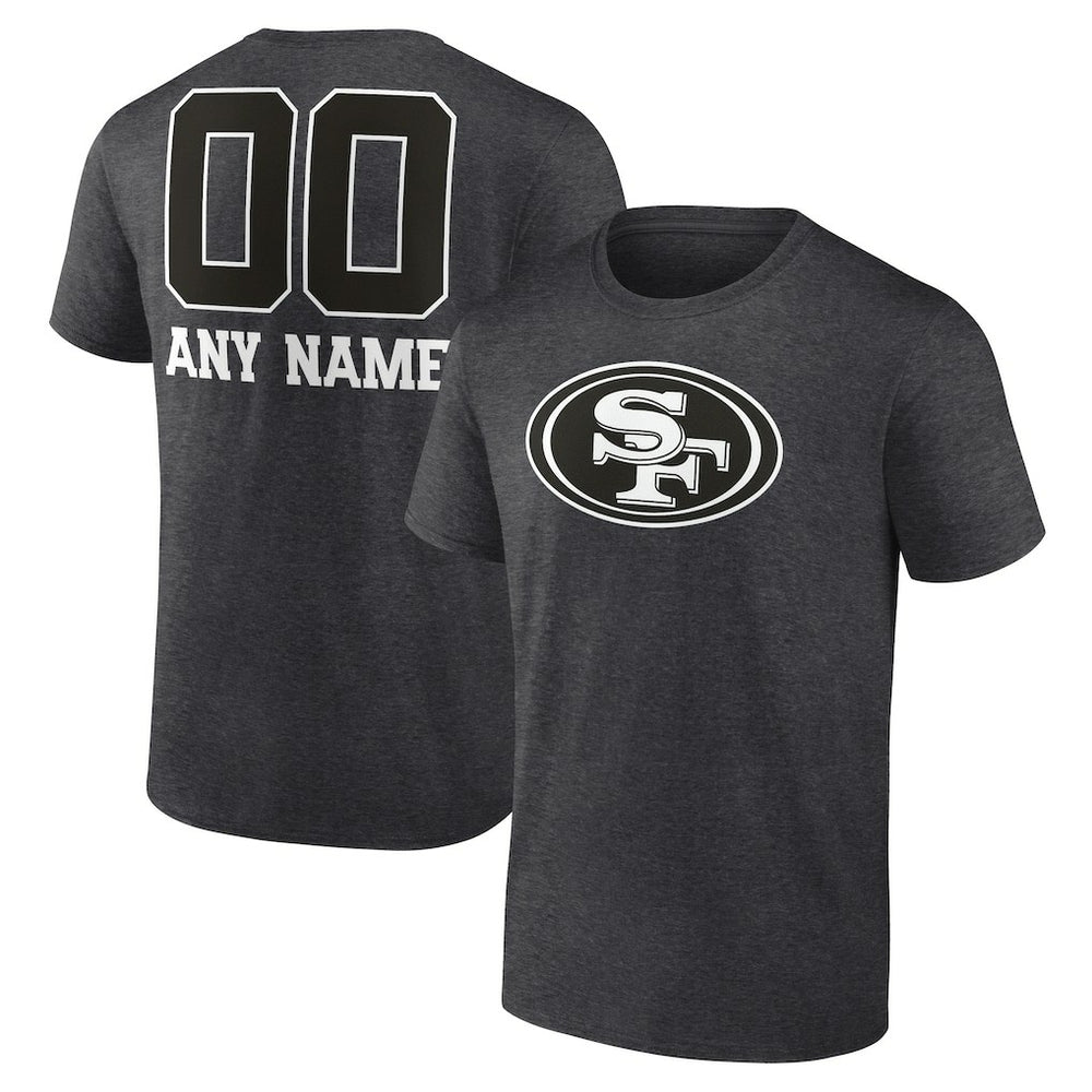 San Francisco 49ers Personalized Name & Number Monochrome T-Shirt Charcoal
