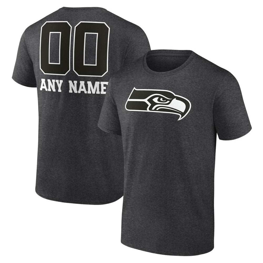 Seattle Seahawks Personalized Name & Number Monochrome T-Shirt Charcoal