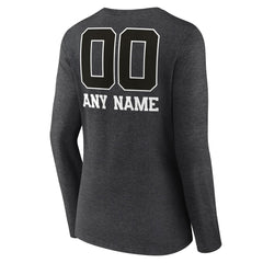 Seattle Seahawks Women's Personalized Name & Number Monochrome V-neck T-Shirt Charcoal