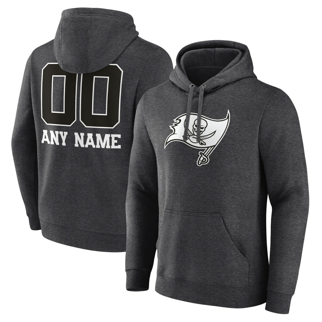 Tampa Bay Buccaneers Personalized Name & Number Monochrome Pullover Hoodie Charcoal