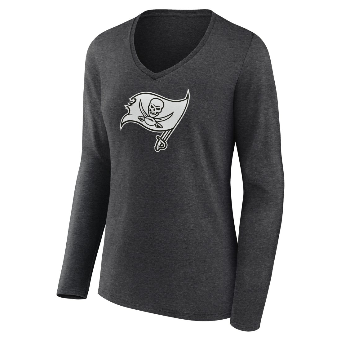 Tampa Bay Buccaneers Women's Personalized Name & Number Monochrome V-neck T-Shirt Charcoal