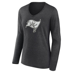 Tampa Bay Buccaneers Women's Personalized Name & Number Monochrome V-neck T-Shirt Charcoal