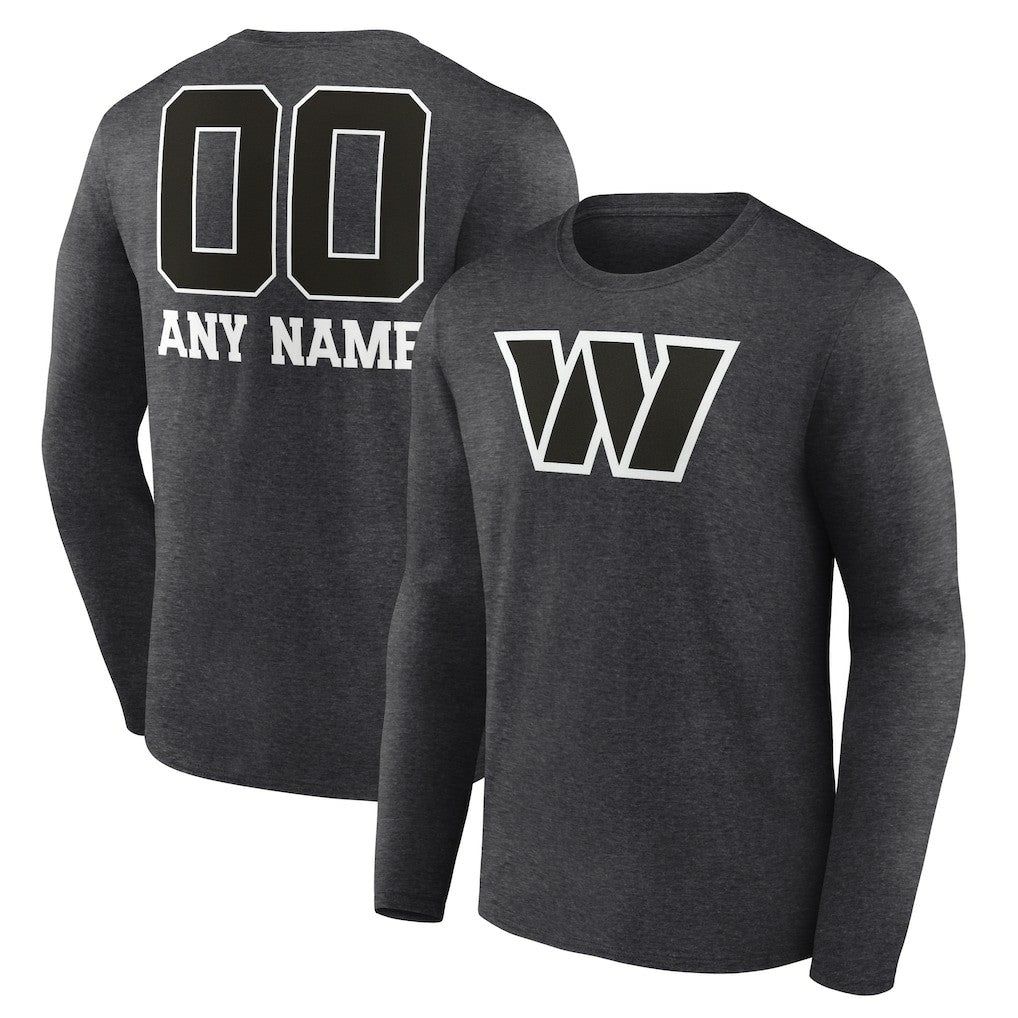 Washington Commanders Personalized Name & Number Monochrome Long Sleeve T-Shirt Charcoal