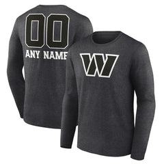 Washington Commanders Personalized Name & Number Monochrome Long Sleeve T-Shirt Charcoal