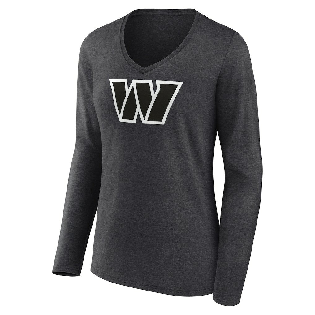 Washington Commanders Women's Personalized Name & Number Monochrome V-neck T-Shirt Charcoal