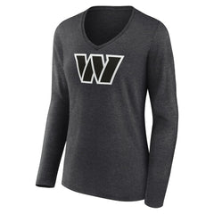 Washington Commanders Women's Personalized Name & Number Monochrome V-neck T-Shirt Charcoal