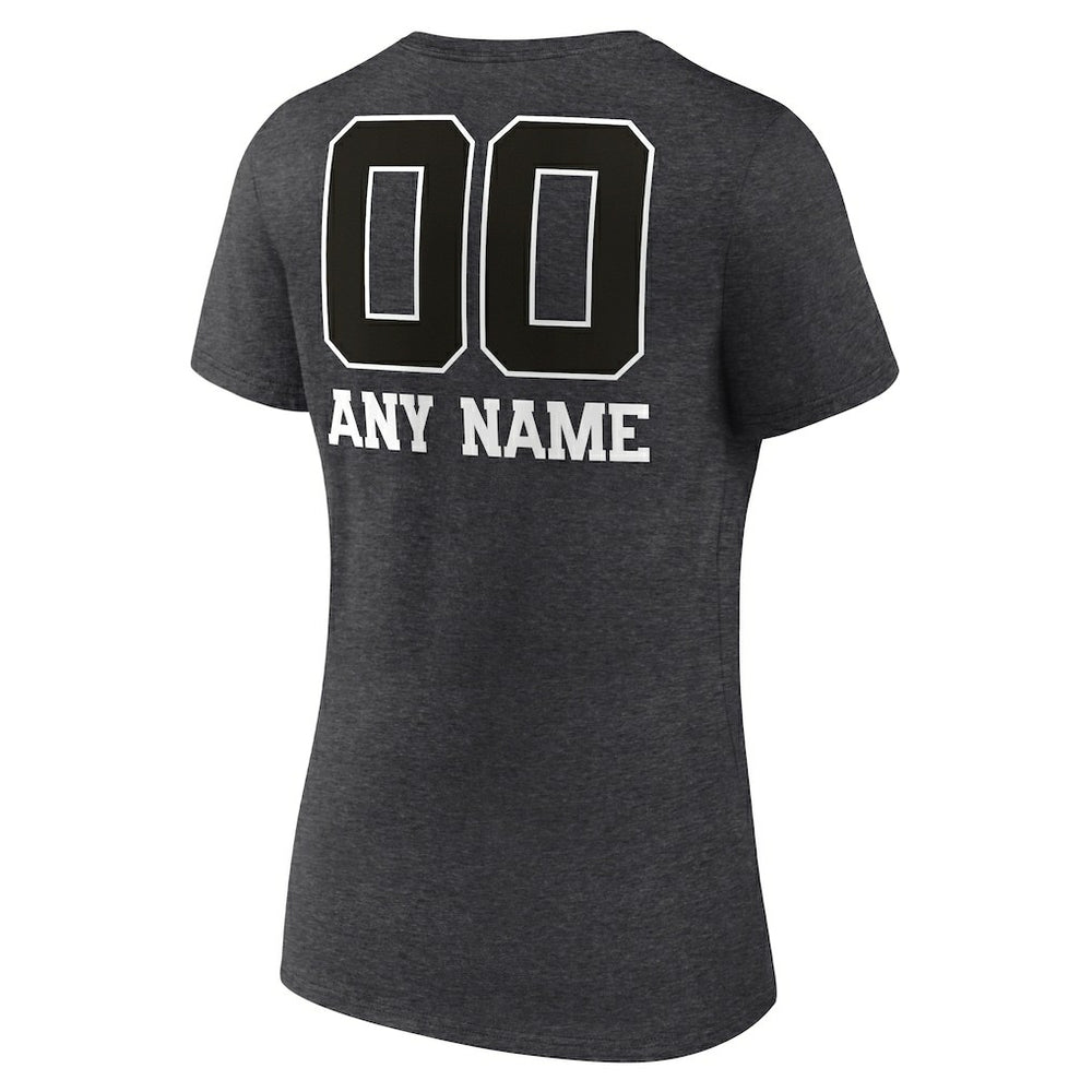 Washington Commanders Women's Personalized Name & Number Monochrome V-Neck Long Sleeve T-Shirt Charcoal