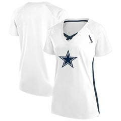 Fanatics Dallas Cowboys Women's Plus Size Glitter Lace-Up V- Neck T-Shirt White