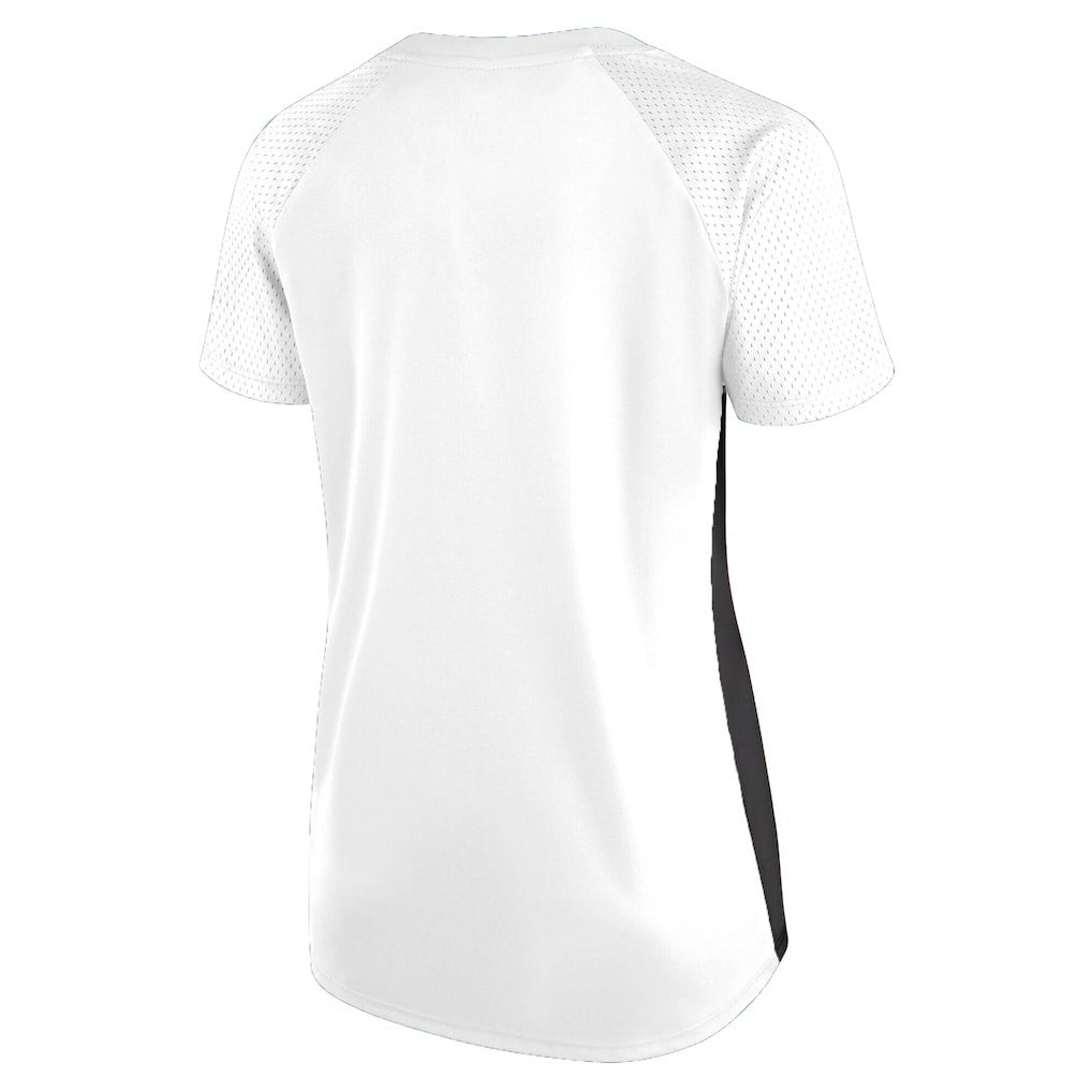 Fanatics Las Vegas Raiders Women's Plus Size Glitter Lace-Up V- Neck T-Shirt White