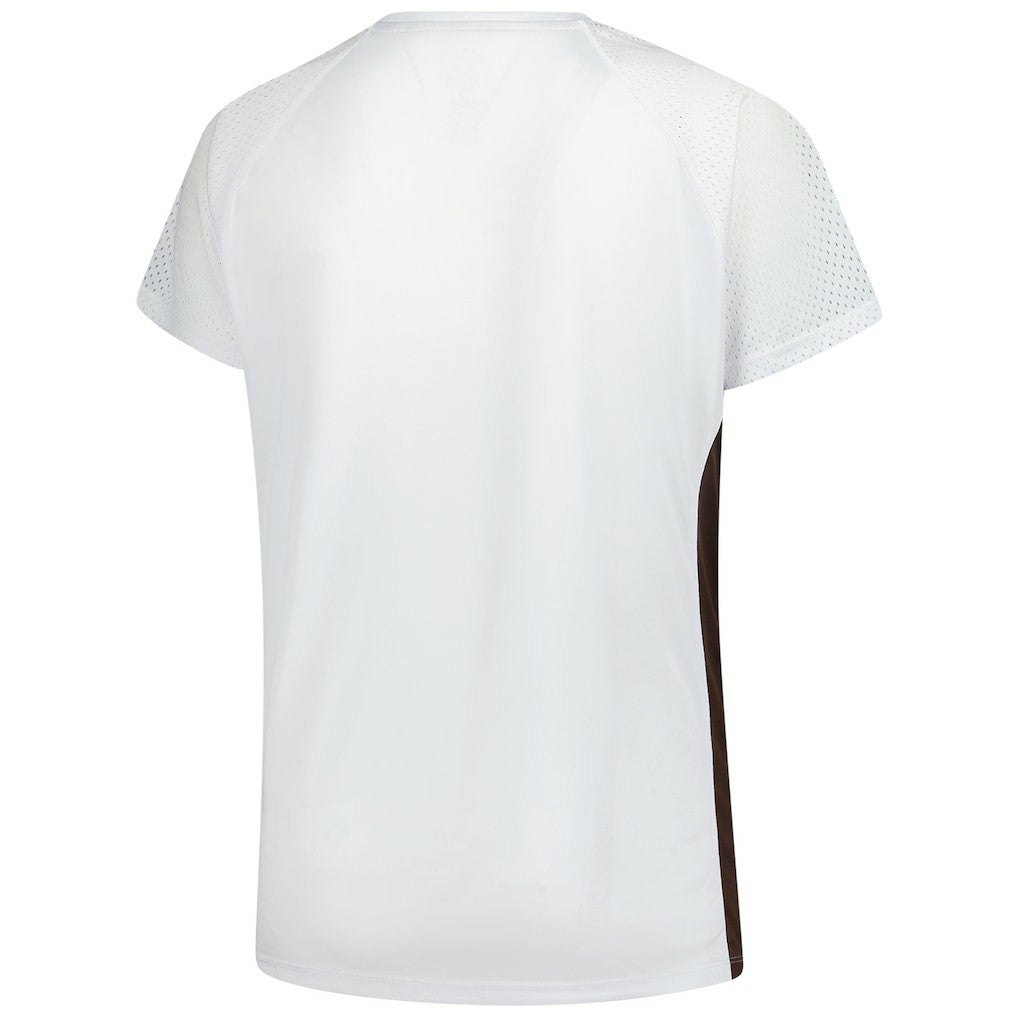 Fanatics Cleveland Browns Women's Plus Size Glitter Lace-Up V- Neck T-Shirt White