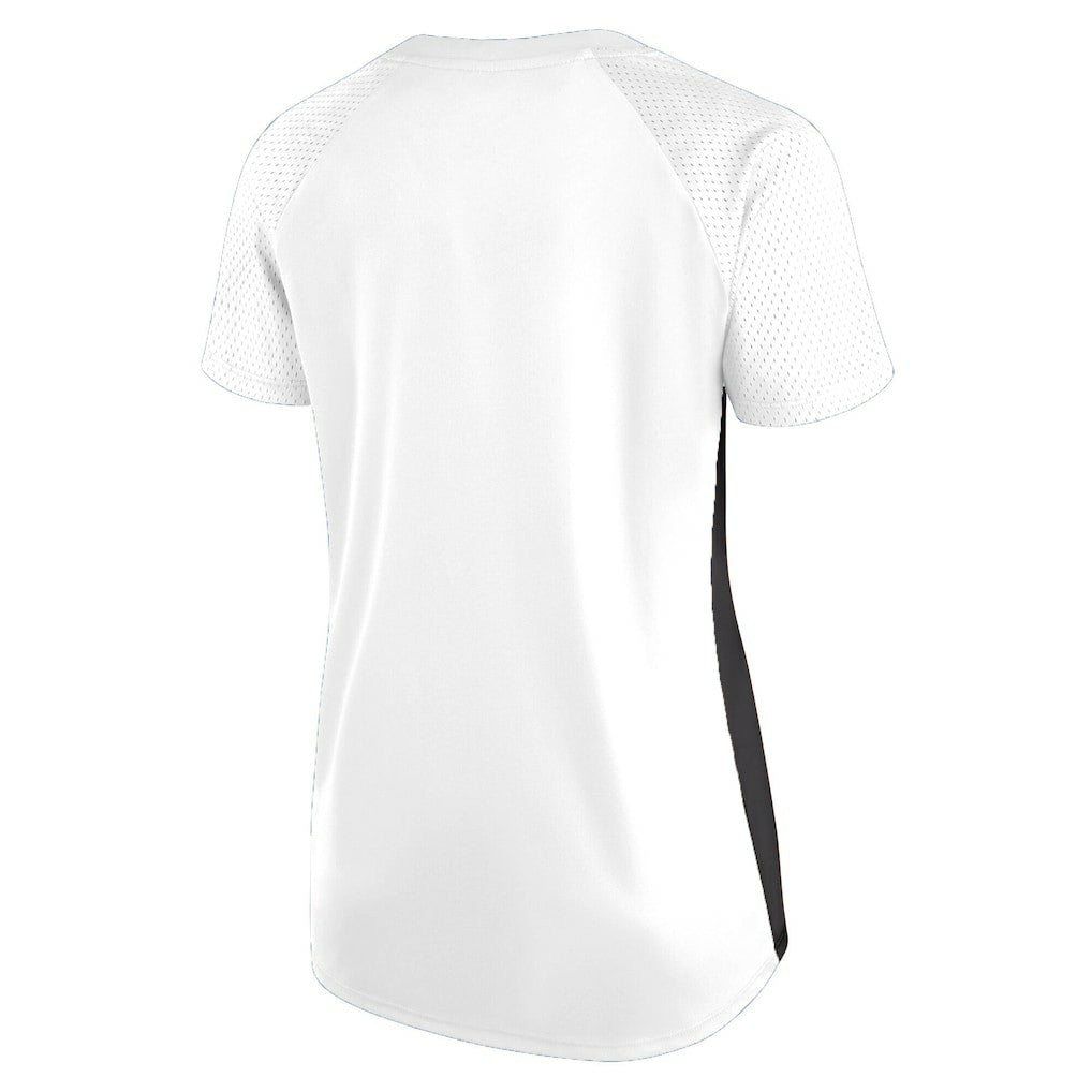 Fanatics New Orleans Saints Women's Plus Size Glitter Lace-Up V- Neck T-Shirt White
