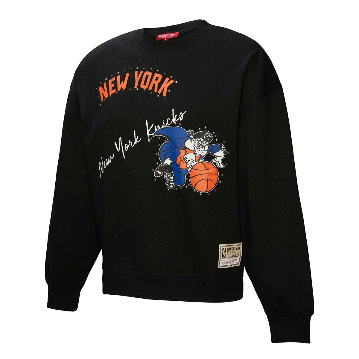 New York Knicks Women's Hardwood Classics Home Team Pullover Sweatshirt Black | Mitchell & Ness for sale