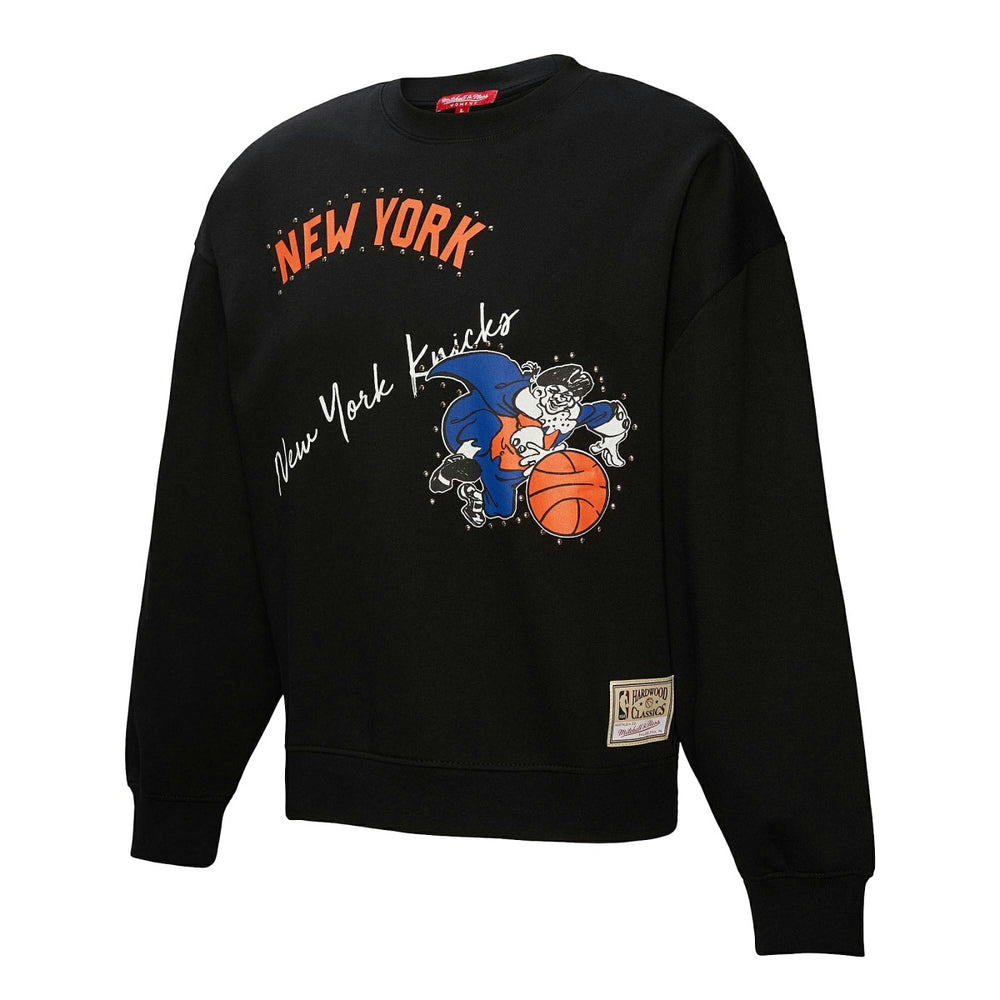 New York Knicks Women's Hardwood Classics Home Team Pullover Sweatshirt Black | Mitchell & Ness for sale