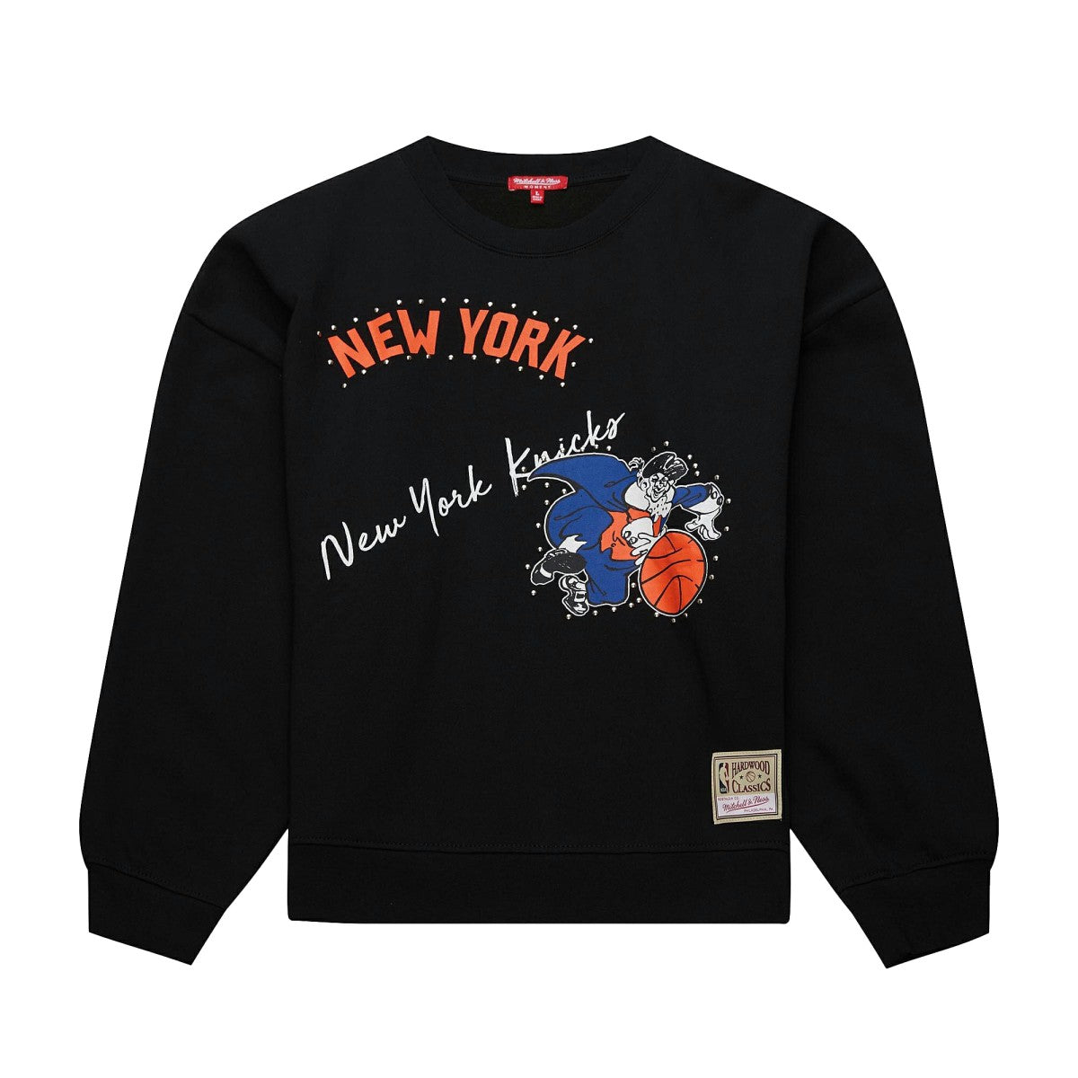 New York Knicks Women's Hardwood Classics Home Team Pullover Sweatshirt Black | Mitchell & Ness for sale