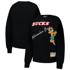 Milwaukee Bucks Women's Hardwood Classics Home Team Pullover Sweatshirt Black | Mitchell & Ness