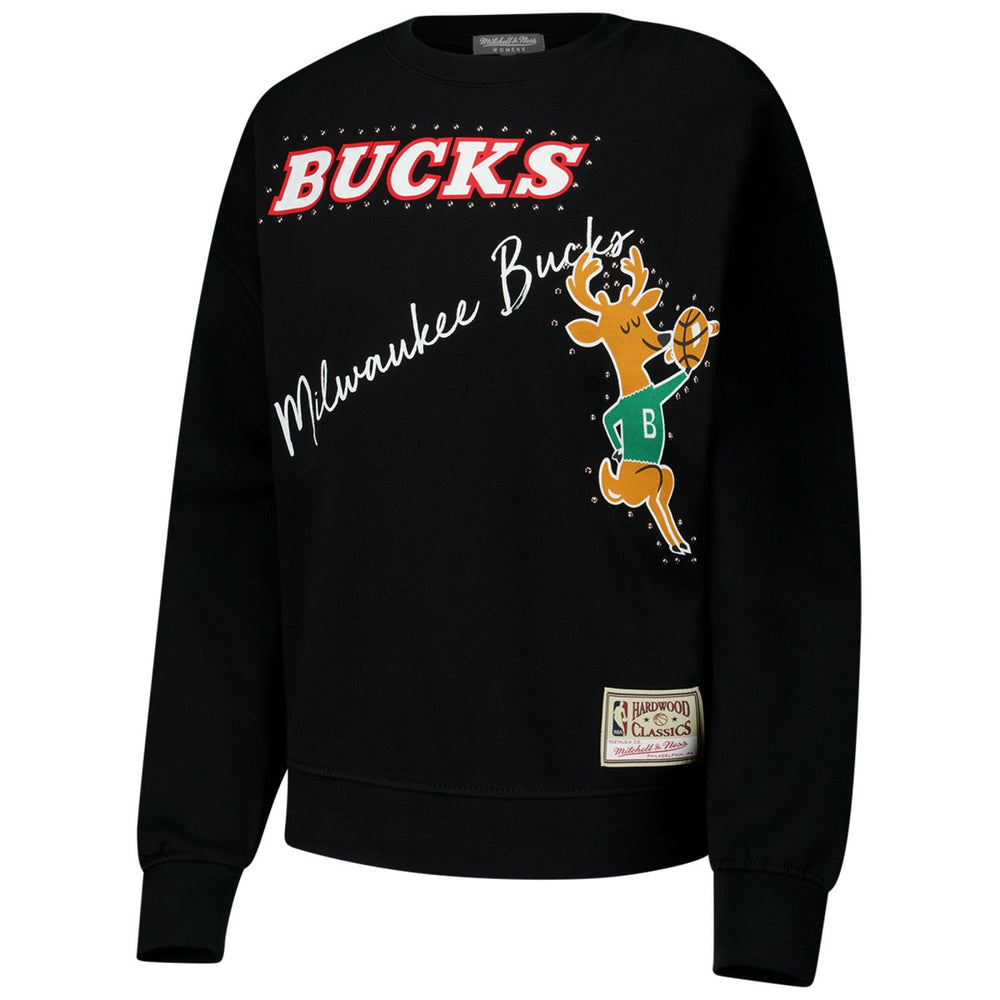 Milwaukee Bucks Women's Hardwood Classics Home Team Pullover Sweatshirt Black | Mitchell & Ness
