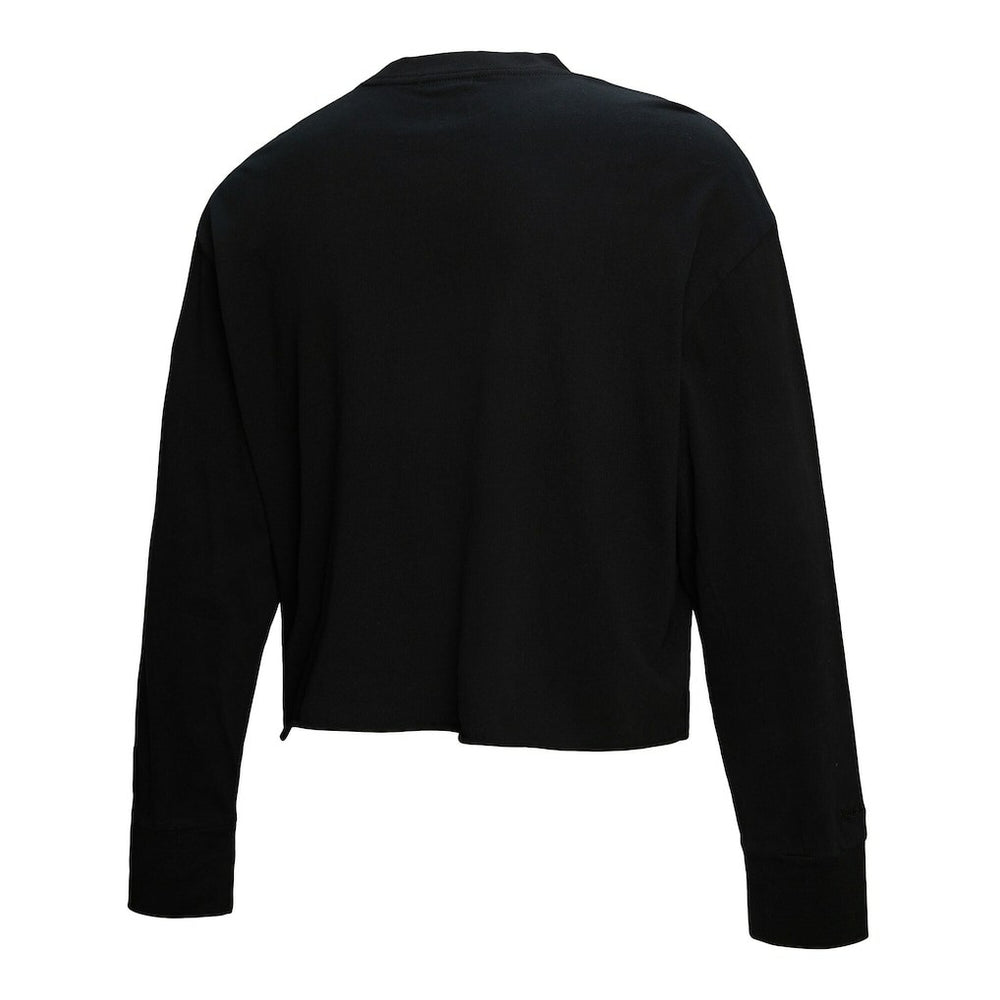 Philadelphia 76ers Women's Hardwood Classics Studded Boxy Cropped Long Sleeve T-Shirt Black | Mitchell & Ness discount