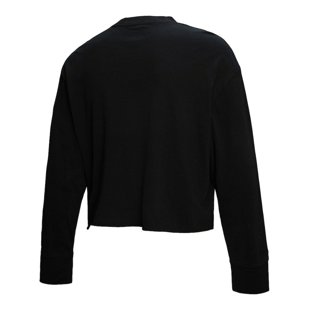 New York Knicks Women's Hardwood Classics Studded Boxy Cropped Long Sleeve T-Shirt Black | Mitchell & Ness Lifestyle