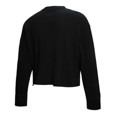 New York Knicks Women's Hardwood Classics Studded Boxy Cropped Long Sleeve T-Shirt Black | Mitchell & Ness Lifestyle