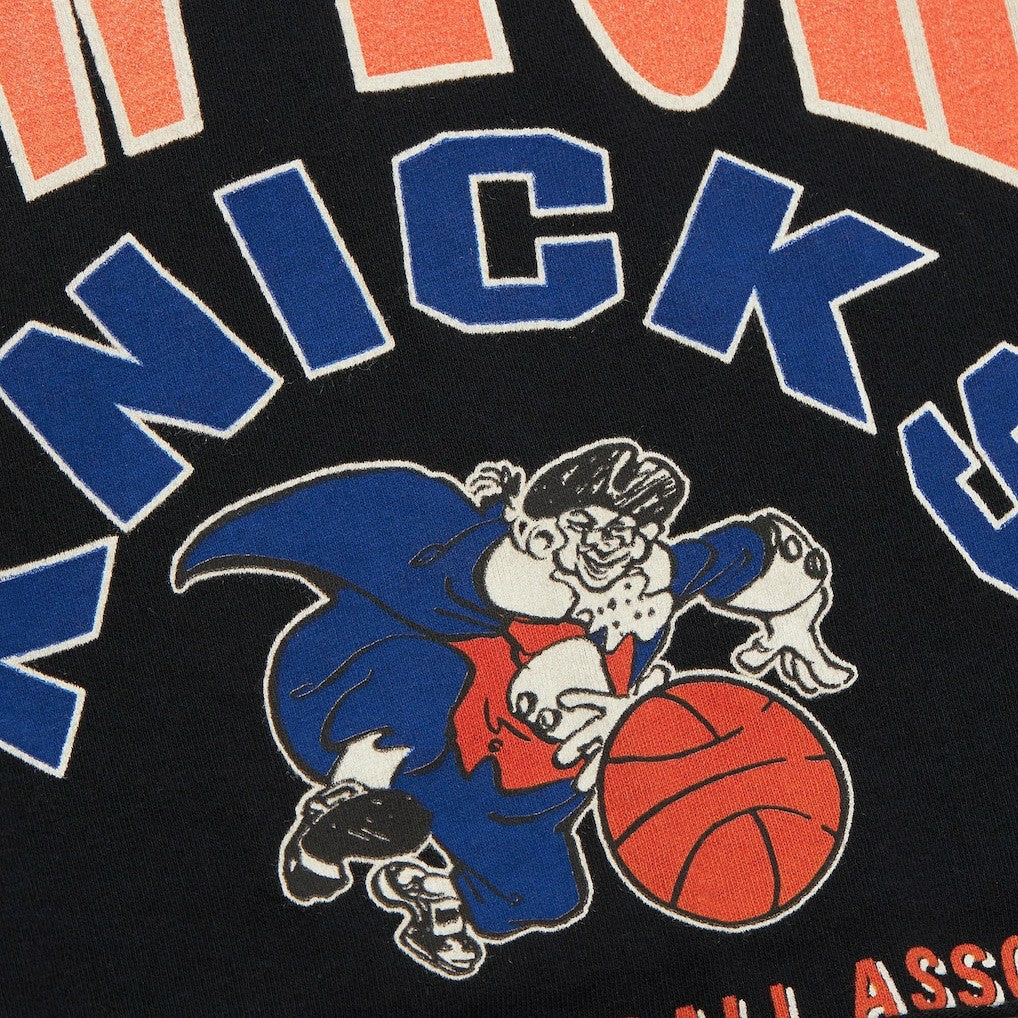 New York Knicks Women's Hardwood Classics Studded Boxy Cropped Long Sleeve T-Shirt Black | Mitchell & Ness Lifestyle