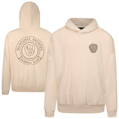 Milwaukee Brewers Levelwear Contact Oversized Pullover Hoodie - Khaki - MLB Discount